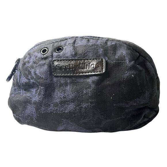 See By Chloé Black Camouflage Fabric Cosmetic Bag / Makeup Pouch - Picture 1 of 10